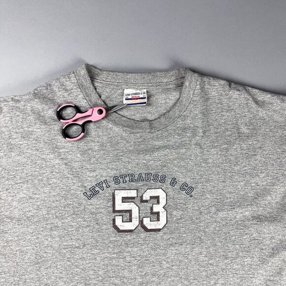 Vintage Graphic T-Shirt | 90's Levi's Grey Distressed T-Shirt with Number 53 - Picture 2 of 9